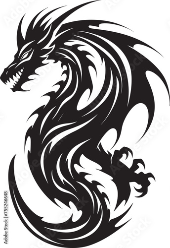 Ancient Fire Dragon Head Emblem in Vector Winged Sentinel Head Logo Design with Dragon © BABBAN