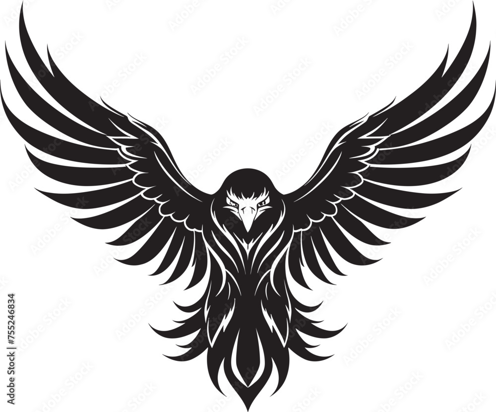 Obraz premium Regal Majesty Eagle Tattoo Vector Icon in Skull Wing Span Style Mystic Ink Fusion Eagle with Skull Wing Span Vector Emblem