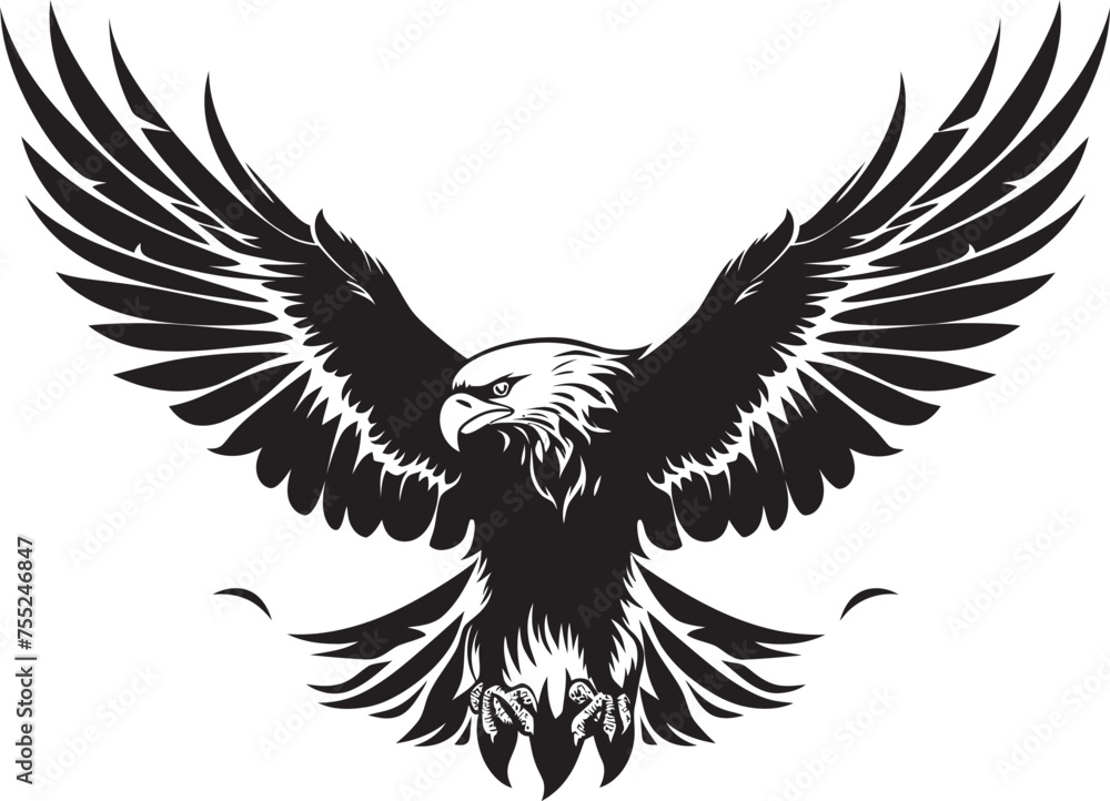 Celestial Ink Flight Eagle Tattoo Logo Design with Skull Wing Span Eternal Guardian Tattoo Styled Eagle Emblem with Skull