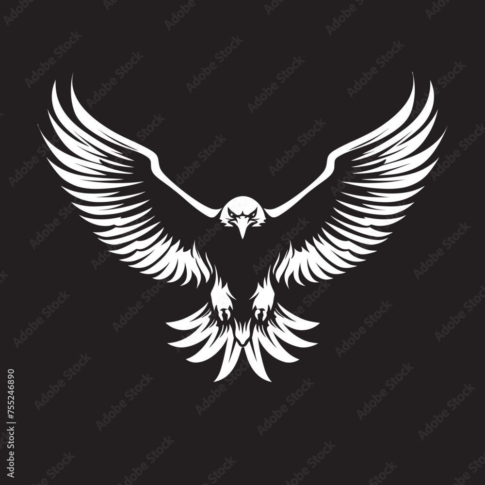 Fototapeta premium Regal Vigilance Tattoo Styled Eagle Emblem with Skull Wing Span Eternal Ink Flight Eagle Tattoo Logo Design with Skull Wing Span
