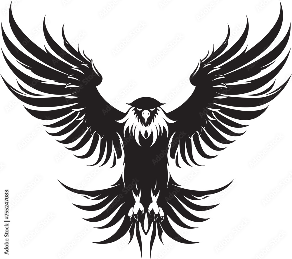 Obraz premium Regal Vigil Tattoo Styled Eagle Emblem with Skull Wing Span Eternal Inked Majesty Eagle Tattoo Logo Design with Skull