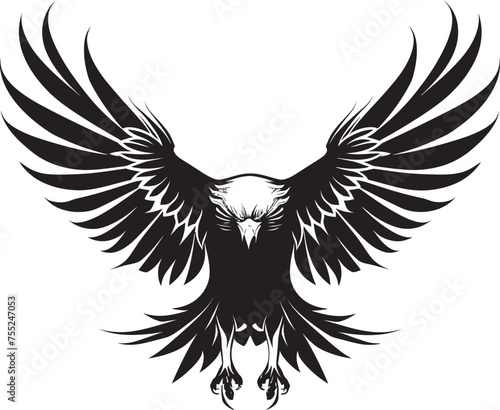 Fierce Sentinel Tattoo Styled Eagle Icon with Skull Mythical Inked Legacy Eagle Tattoo Vector Emblem with Skull Wing Span