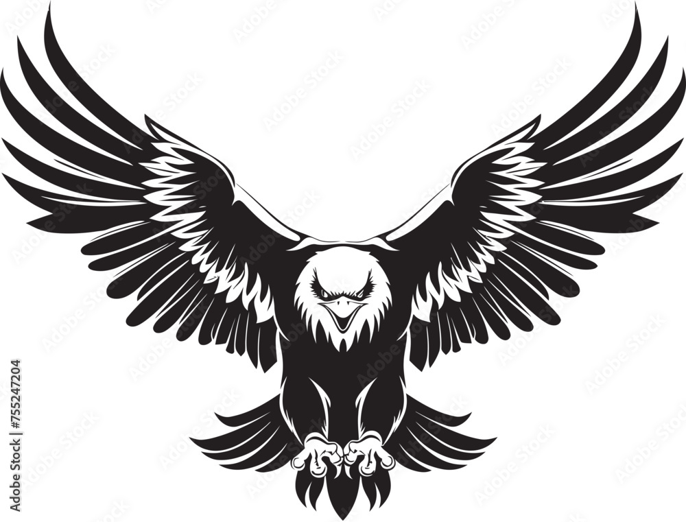 Obraz premium Winged Elegance Skull Wing Span Vector Logo Eagle Elation Tattoo Style Icon with Skull