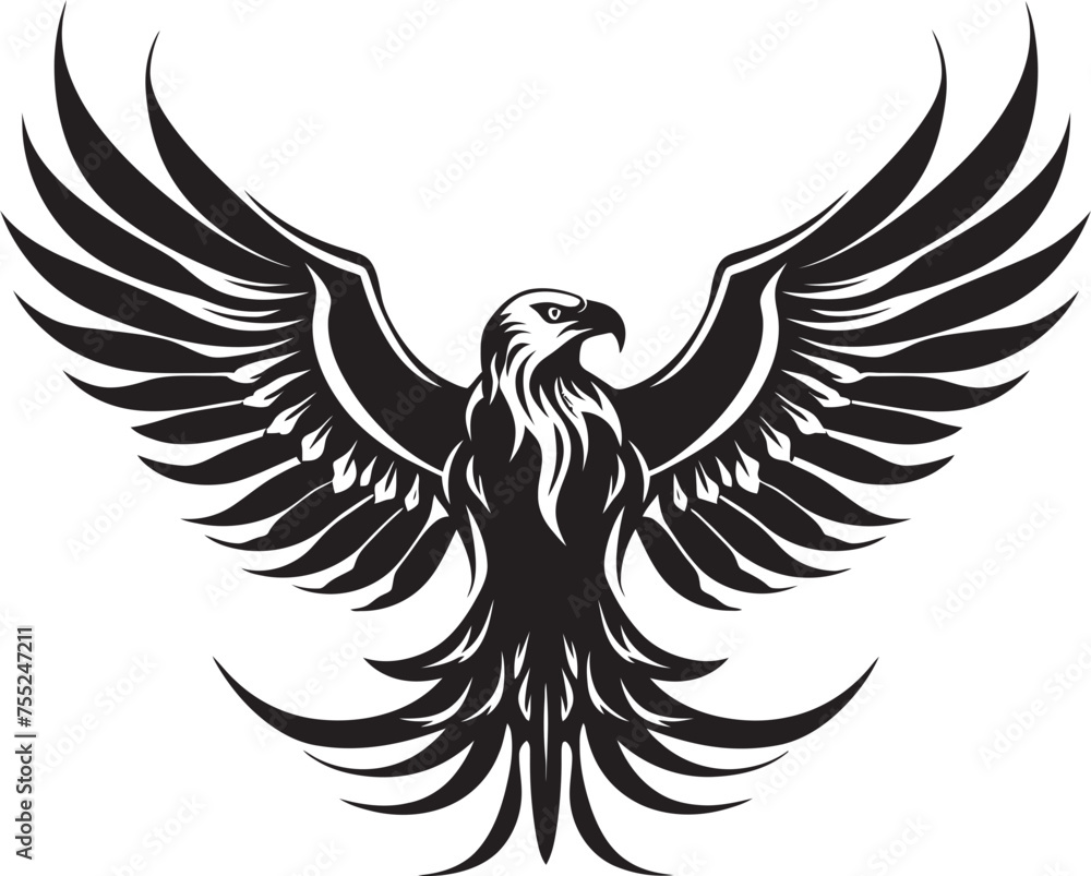 Fototapeta premium Eagle Elation Tattoo Style Icon with Skull Ink Triumph Eagle Vector Logo Design