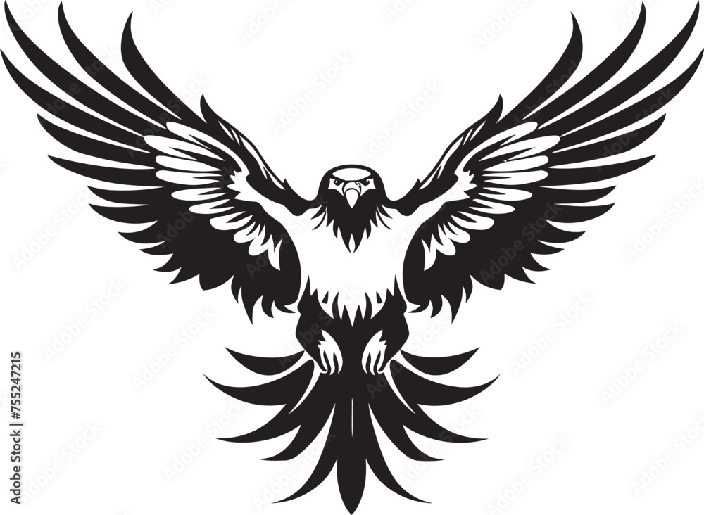 Fototapeta premium Skull Wing Sovereignty Tattoo Style Eagle Logo Tattooed Revival Eagle with Skull Vector Icon