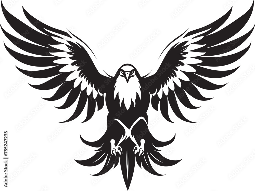 Obraz premium Ink Enchantment Eagle with Skull Emblem Tattooed Sovereignty Eagle Vector Logo Design