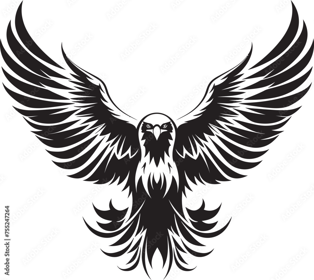 Obraz premium Winged Majesty Tattoo Style Eagle Emblem Eagle Elegance Skull Wing Span Vector Logo