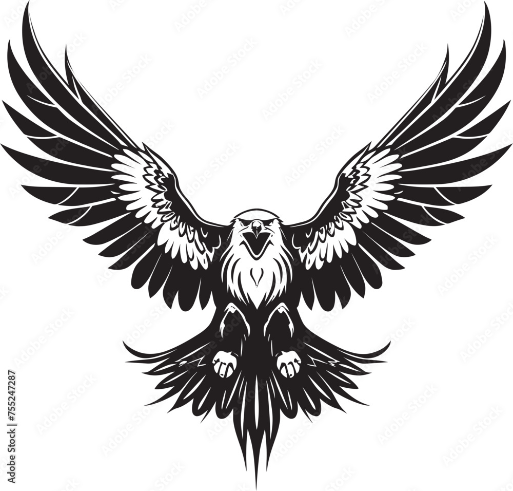 Fototapeta premium Skull Wing Sovereignty Eagle with Skull Icon Tattooed Revival Vector Eagle Logo Design