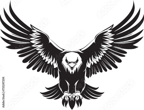 Winged Elegance Skull Wing Span Vector Logo Eagle Elation Tattoo Style Icon with Skull
