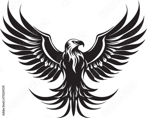 Eagle Elation Tattoo Style Icon with Skull Ink Triumph Eagle Vector Logo Design © BABBAN