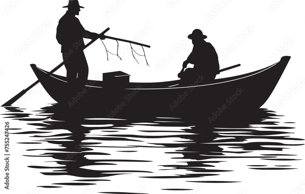 Harbor Hauler Small Boat Fisherman Icon in Vector Bay Bounder Fisherman on Small Boat Vector Logo Design Harbor Hauler Small Boat Fisherman Icon in Vector Bay Bounder Fisherman on Small Boat Vector Logo Design