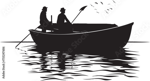 Coastal Conqueror Vector Logo with Small Boat Marine Maverick Fisherman on Small Boat Icon