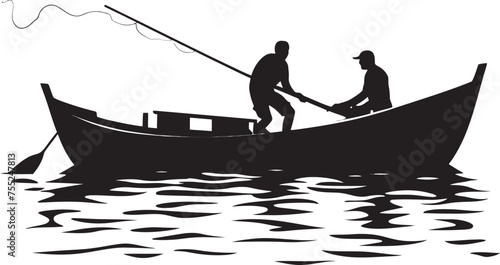Aquatic Explorer Small Boat Vector Logo Design Tide Tamer Fisherman on Small Boat Emblem