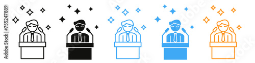 Public speaker icon mark in filled style