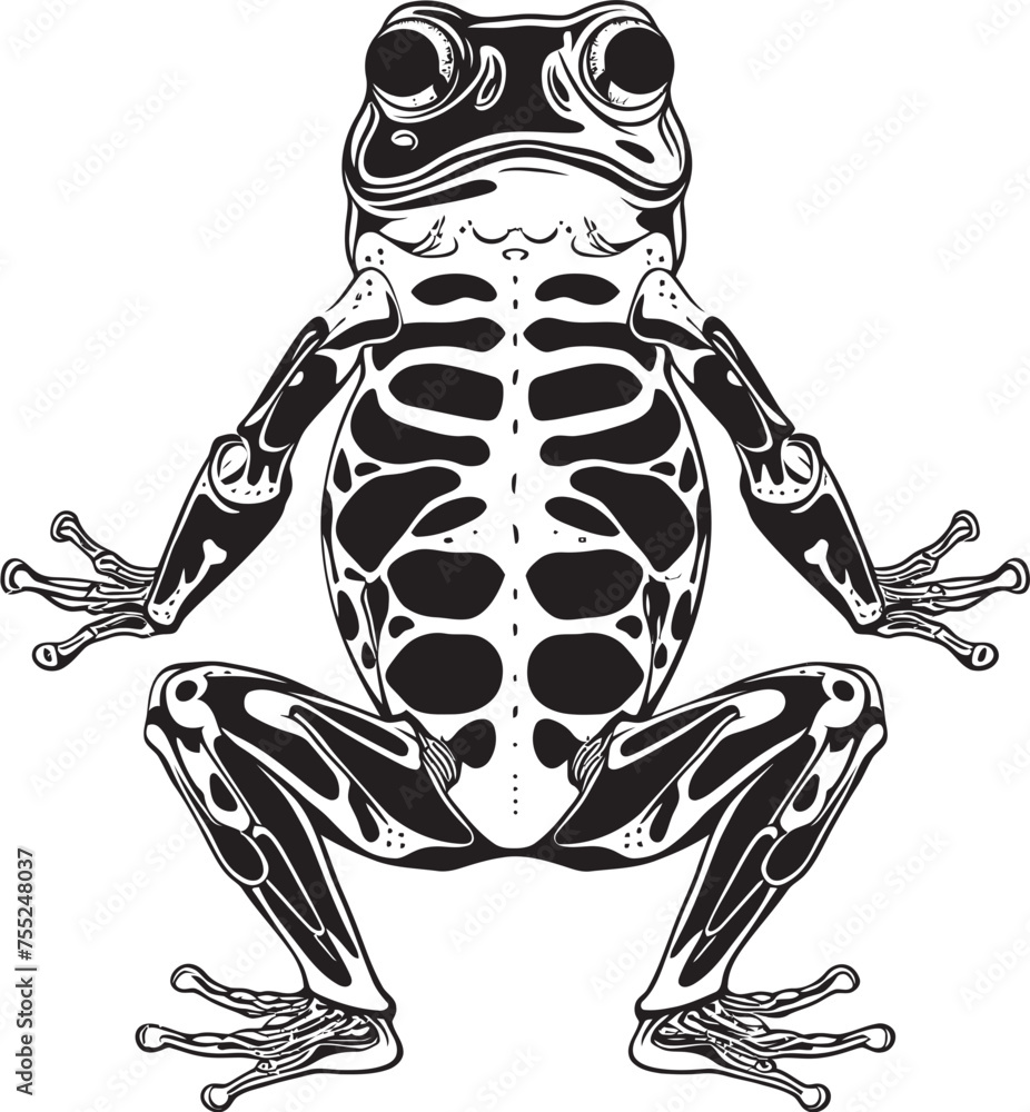 Fototapeta premium Bony Leap Vector Frog Skeleton Emblem Eerie Croak Frog Skeleton Logo Design