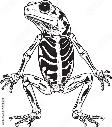 Phantom Frolic Skeleton Frog Vector Logo Design Icon Bone Bogey Frog Skeleton Logo in Vector