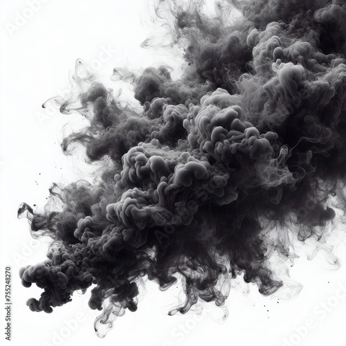 Realistic dark smoke and clouds isolated on a white background 