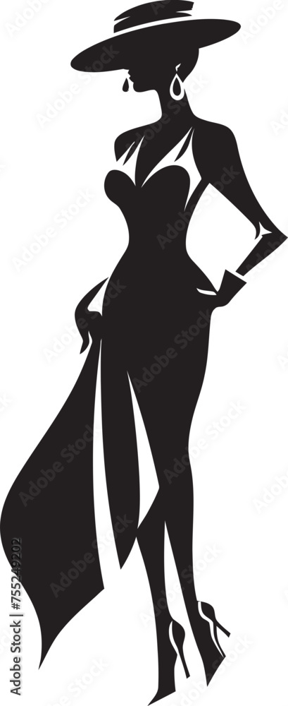 Elegant Enigma Glamorous Lady Emblem Concept Fashionista Flair Stylish Woman Icon in Vector Elegant Enigma Glamorous Lady Emblem Concept Fashionista Flair Stylish Woman Icon in Vector