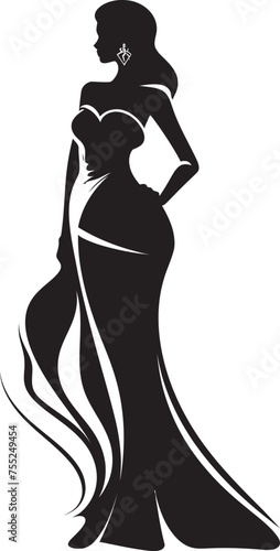 Elegant Empowerment Glamorous Lady Icon Chic Confidence Woman Icon in Vector