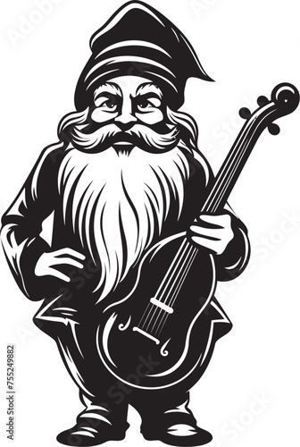 Melodic Minstrel Gnome Playing Violin Logo Icon Whispering Woods Vector Gnome and Violin Emblem