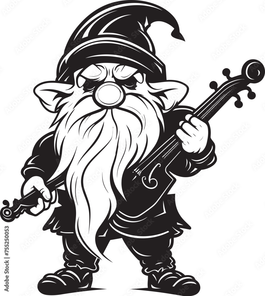 Whimsical Waltz Gnome with Violin Vector Logo Design Woodland Harmony Gnome Playing Violin Emblem Whimsical Waltz Gnome with Violin Vector Logo Design Woodland Harmony Gnome Playing Violin Emblem