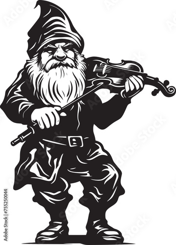 Melodic Meadow Vector Logo Design with Gnome and Violin Magical Minstrel Gnome Playing Violin Icon