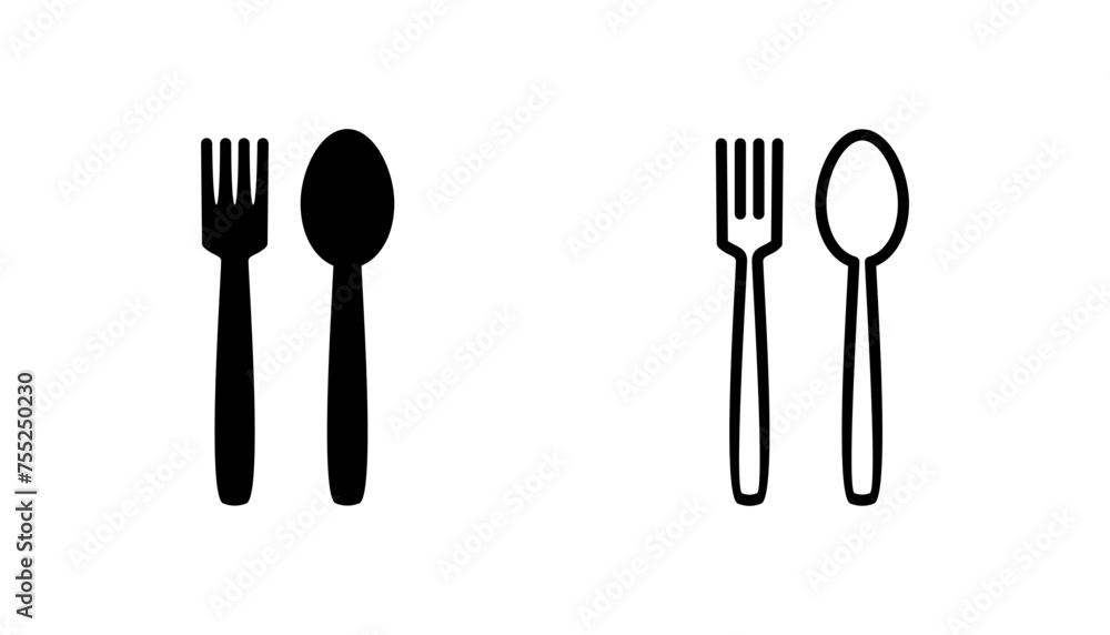 spoon and fork icon set. spoon, fork and knife icon vector. restaurant icon spoon and fork icon set. spoon, fork and knife icon vector. restaurant icon