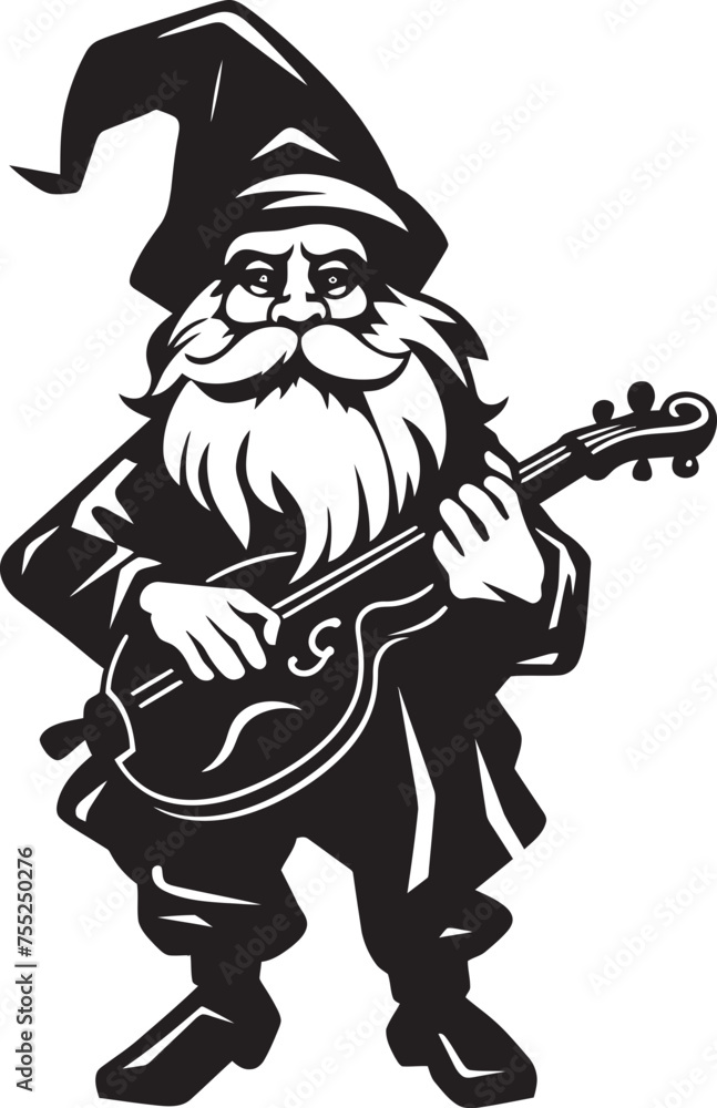 Fototapeta premium Magical Melodies Vector Logo of Gnome with Violin Fantasy Serenade Gnome with Violin Emblem