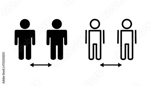 Social distance icon set. social distancing icon. self quarantine sign
