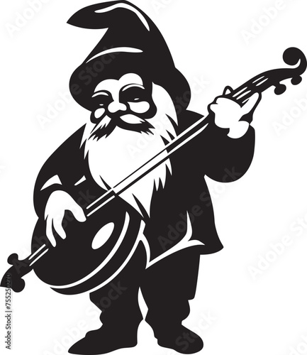 Gnomish Sonata Gnome with Violin Icon in Vector Magical Musings Gnome Playing Violin Emblem Design photo