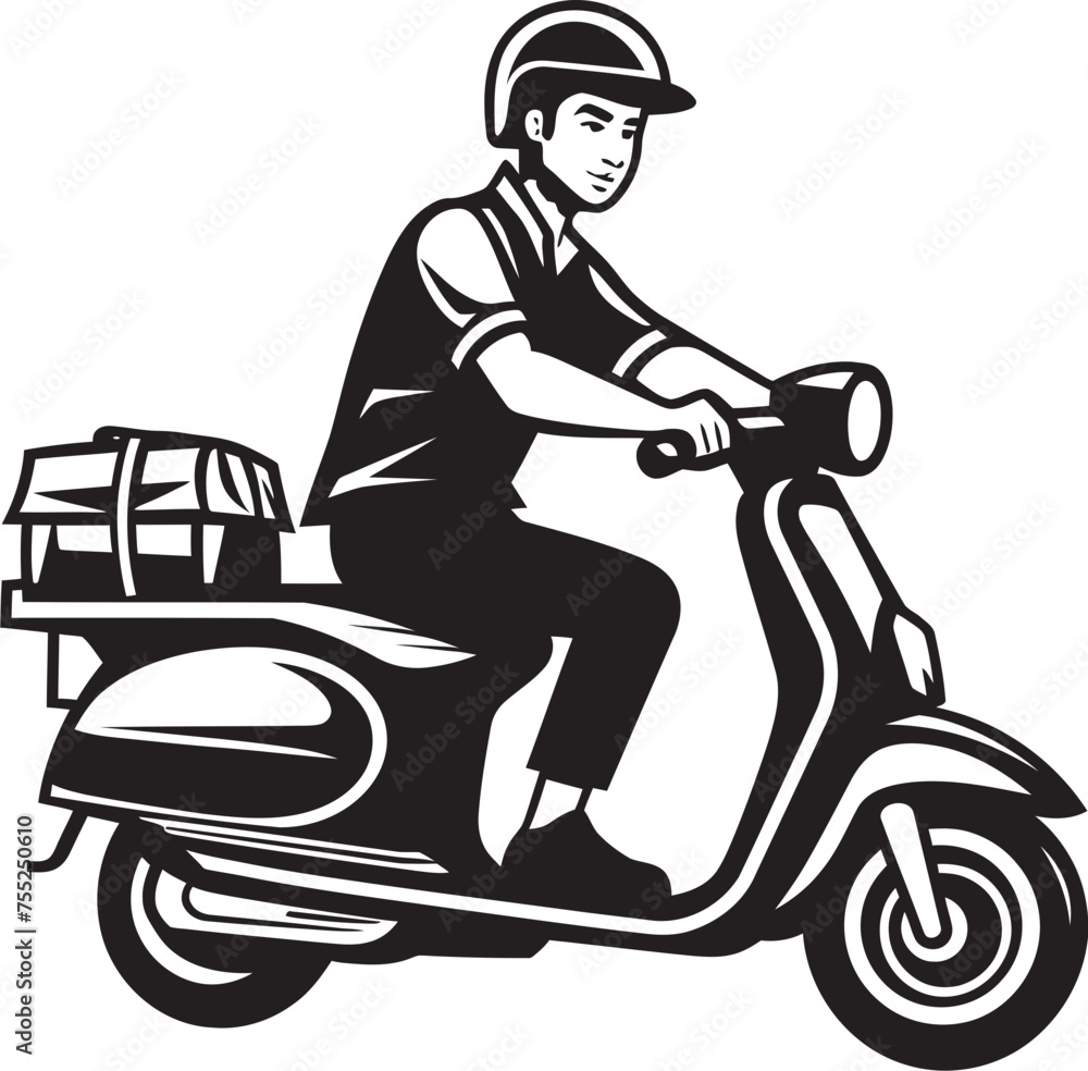 Sunny Service Vector Logo Design of Happy Delivery Guy Ecstatic Efforts Smiling Delivery Man Icon in Vector Sunny Service Vector Logo Design of Happy Delivery Guy Ecstatic Efforts Smiling Delivery Man Icon in Vector