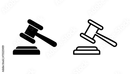 Gavel icon set. judge gavel icon vector. law icon vector. auction hammer