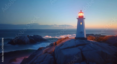Solitary lighthouse at dusk, guidance photo