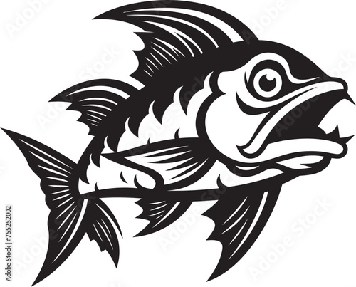 Aquatic Aura Fish Icon Vector River Reverie River Fish Emblem Vector