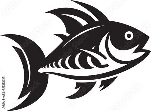 Flowing Fins Fish Icon Vector Waterway Wonders River Fish Emblem Vector