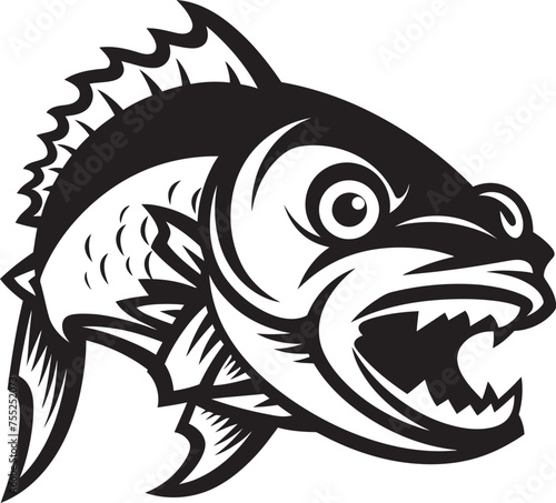 River Reverie Fish Icon Vector Serene Stream River Fish Emblem Vector