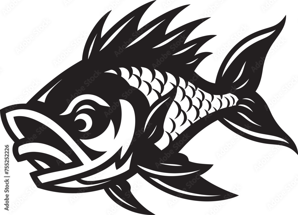 Current Cadence Vector Logo Design with River Fish Marine Melody River Fish Icon in Vector Current Cadence Vector Logo Design with River Fish Marine Melody River Fish Icon in Vector