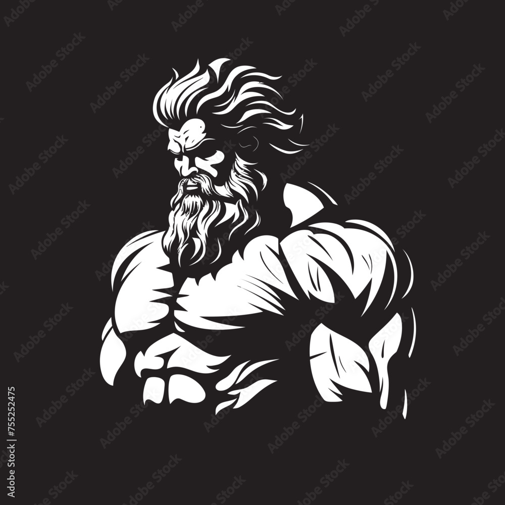Fototapeta premium Olympus Vigor Gym Icon with Zeus Vector Thunderbolt Training Vector Logo Design with Zeus God