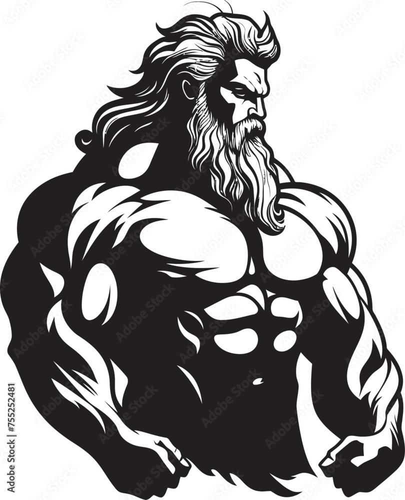 Olympus Powerhouse Gym Icon with Zeus Icon Vector Thunderbolt Fitness Zeus God Gyming Emblem Vector