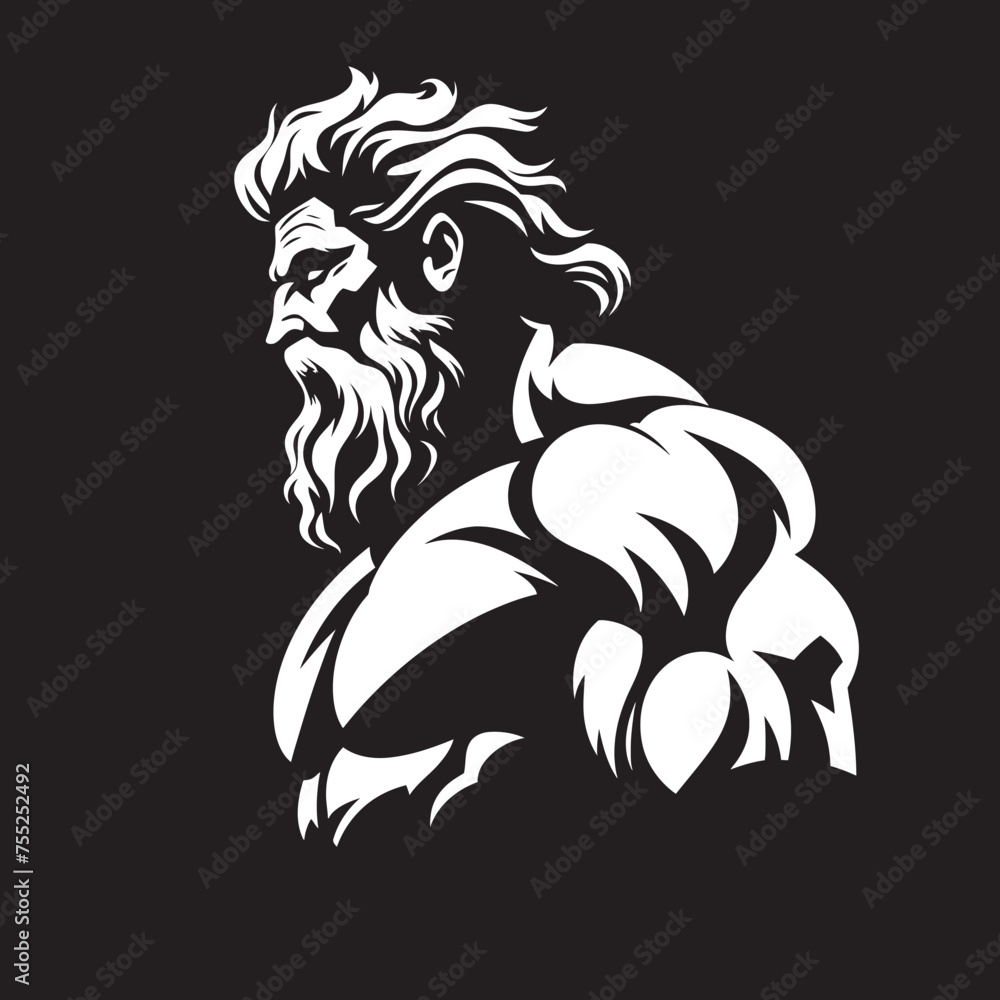 Fototapeta premium Zeus Forge Gym Icon with Olympian Deity Vector Olympus Vigor Vector Logo Design with Thunder God