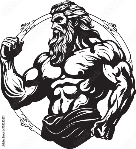 Olympian Ascendancy Zeus God Gyming Emblem Vector Thunder God Training Gym Icon with Zeus Deity Vector