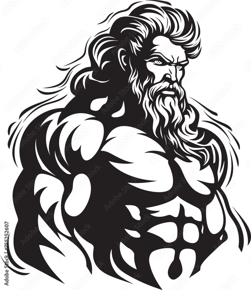 Thunderous Training Gym Icon with Thunder God Olympus Vitality Vector Logo Design with Olympian Deity Thunderous Training Gym Icon with Thunder God Olympus Vitality Vector Logo Design with Olympian Deity