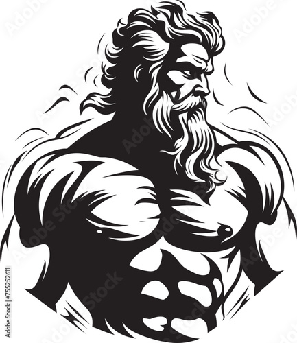 Divine Physique Vector Logo Design with Zeus God Zeus Muscle Forge Zeus God Gyming Emblem Vector