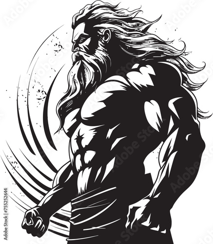 Thunder God Training Gym Icon with Olympian Deity Vector Zeuss Gym Vector Logo Design with Zeus Icon