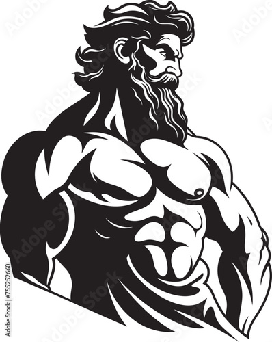 Thunderous Training Gym Icon with Olympian Deity Vector Olympus Vitality Vector Logo Design with Zeus God