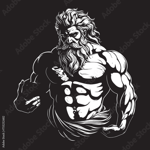 Zeus Forge Vector Logo Design with Olympian God Olympus Vigor Zeus God Gyming Emblem Vector
