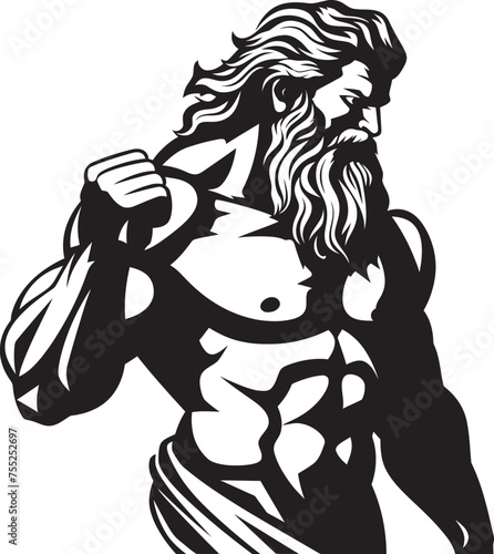 Zeuss Gym Vector Logo Design with Thunder God Lightning Lifts Zeus God Gyming Emblem Vector