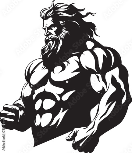 Olympus Peak Vector Logo Design with Thunder God Thunderous Training Zeus Gyming Emblem Vector