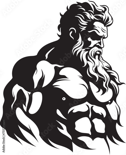Lightning Lifts Zeus God Gyming Emblem Vector Thunderous Training Gym Icon with Olympian Deity Vector
