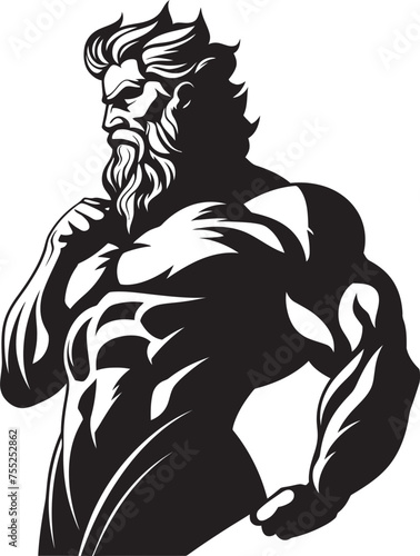 Thunderous Training Gym Icon with Olympian Deity Vector Zeuss Gym Vector Logo Design with Thunder God